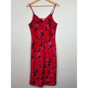 NEW A‎ New Day Womens Slip Dress Sz Medium Red Floral Dark Romantic Feminine Y2K